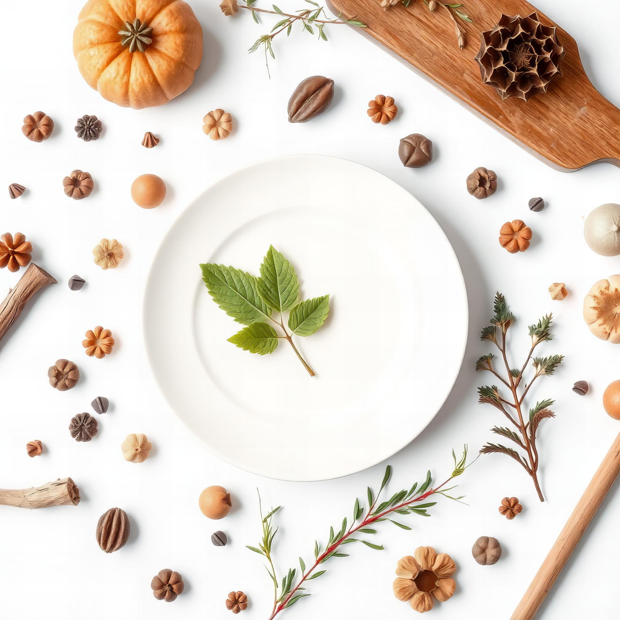 Plated seasonal main photographed on paper-like card background